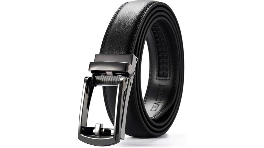comfortable ratchet leather belt