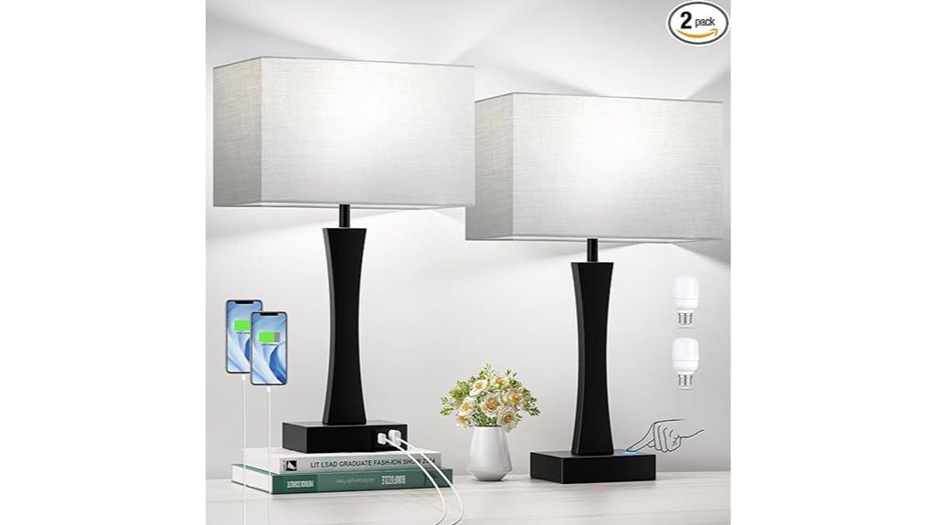 dimmable bedside lamps set