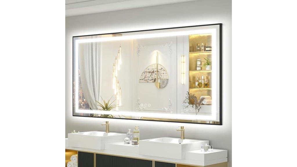framed led bathroom mirror