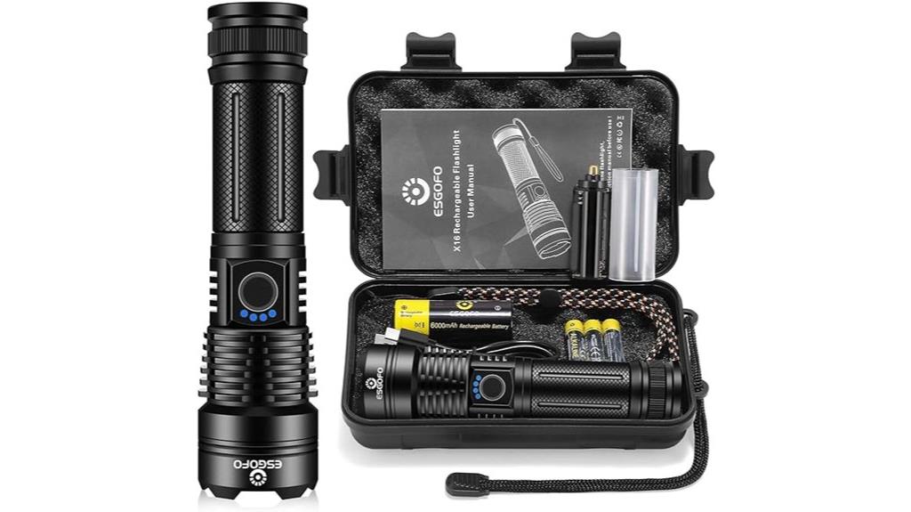 high lumens rechargeable flashlight