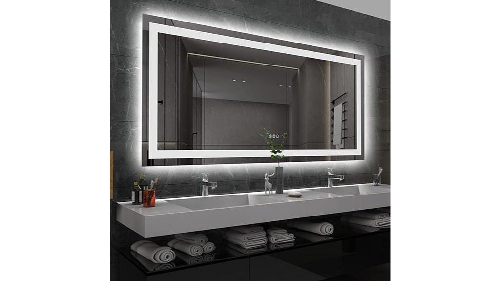 large illuminated bathroom mirror