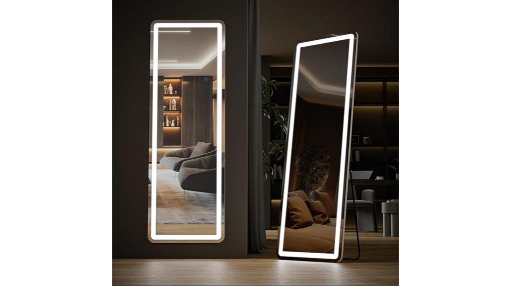 led lit standing mirror