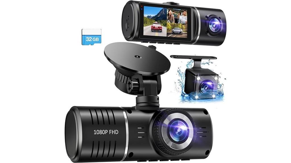 triple camera car recording
