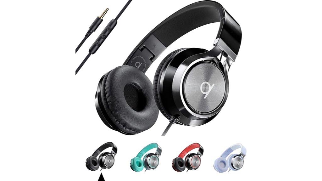 wired on ear headphones with mic
