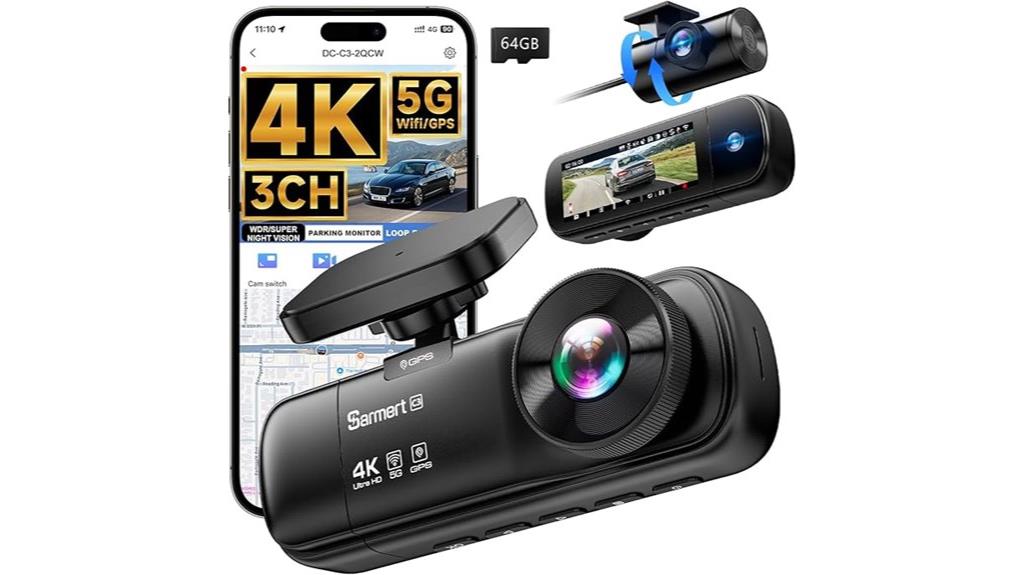 4k 3 channel dash cam