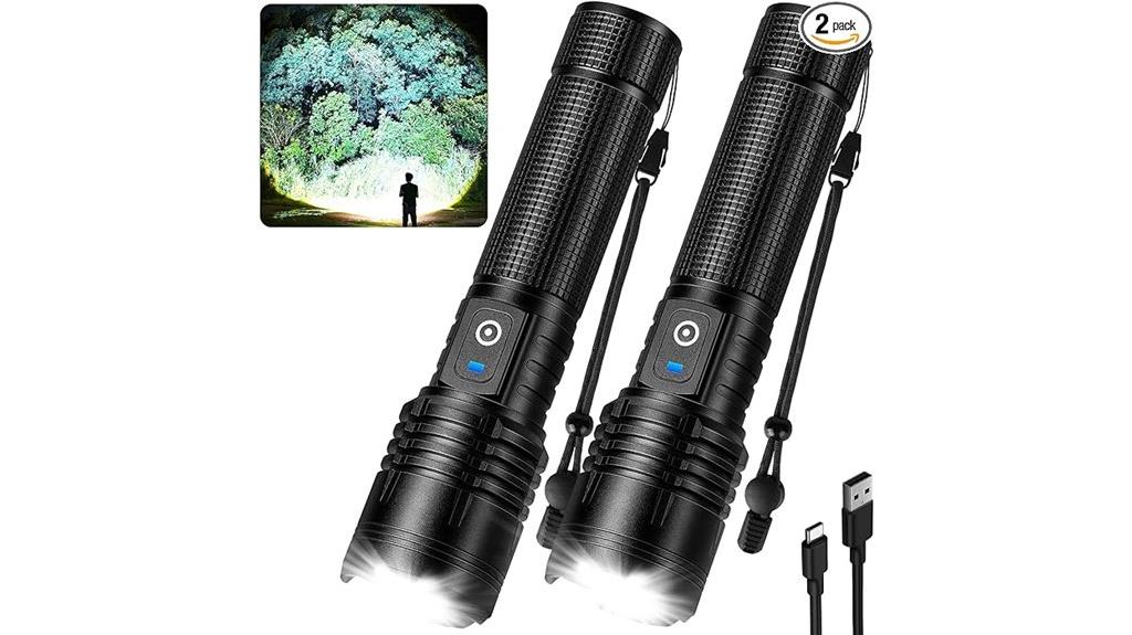 two rechargeable led flashlights